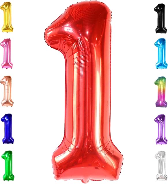 KatchOn, Giant Red One Balloon for First Birthday - 40 Inch | Berry First Birthday Party Supplies | Red 1 Balloon for First Birthday | 1st Birthday Decorations for Boys | 1st Birthday Party Supplies