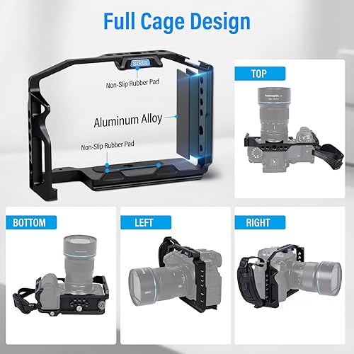 Miniatura 5 de SIRUI X-H2 X-H2S - Jaula para cámara con correa para muñeca, carcasa de aluminio para FUJIFILM X-H2X-H2S con riel NATO, placa QR para Arca, zapata