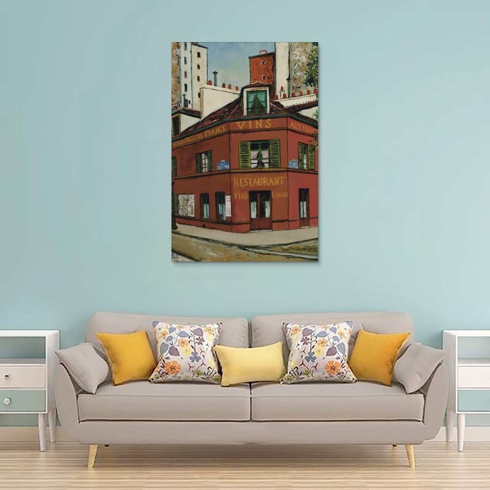 The Restaurant Aux Vignobles De France by Maurice Utrillo- Impresiones en Lienzo Modernas, Cuadros Decorativos Para Habitaciones de Niños o Niñas, Murales Para Salón Y Pinturas Con Motivos Festivales