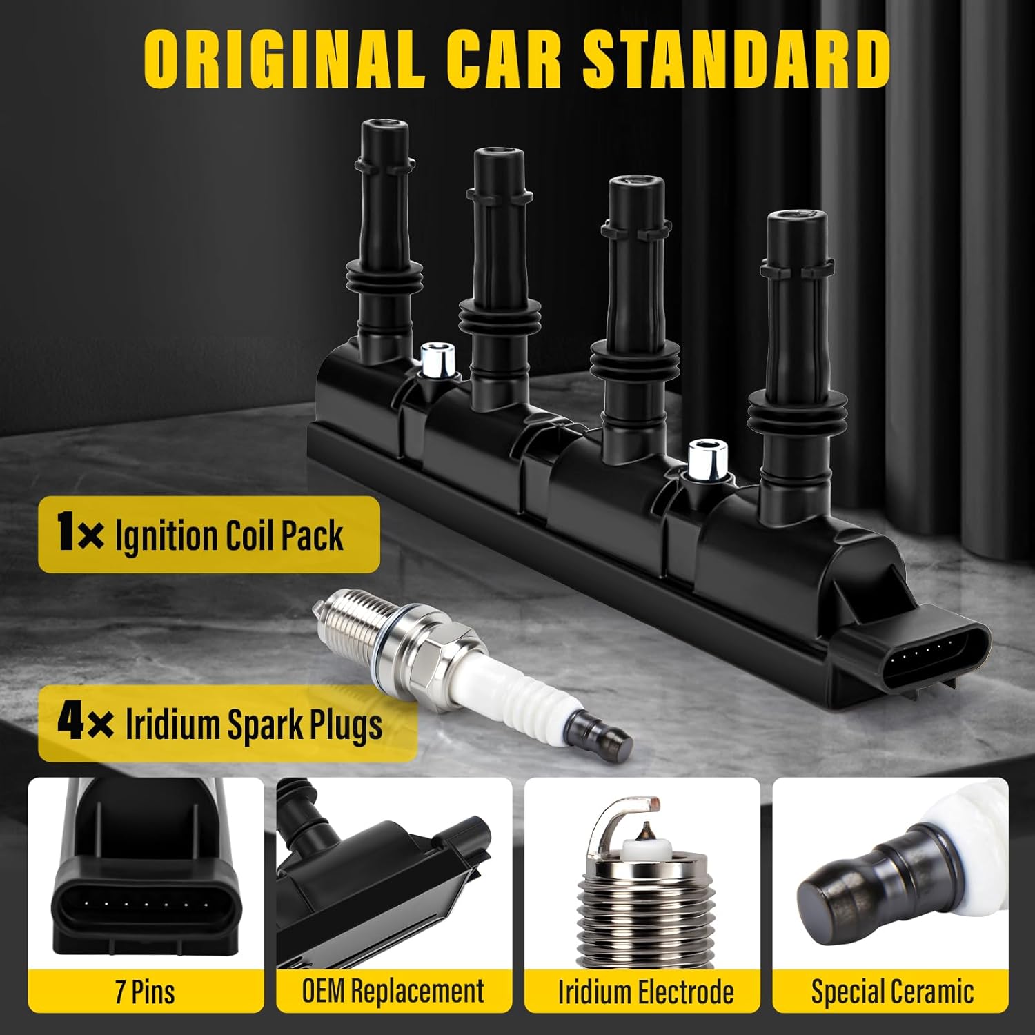 UF669 Ignition Coil Pack and 4 Iridium Spark Plugs XP3922 Compatible with Buick Encore 2013-2019, for Chevy Cruze 2011-2015, for Chevy Sonic 2012-2019 1.4L 1.8L L4 Engine D521C 7805-1231 55577898