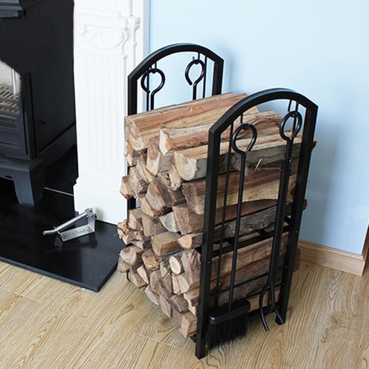 Firewood Rack Firewood Racks Indoor/Outdoor Firewood Storage with Tools, Logs Storage Stand for Fireplace, Heavy Duty Wood Stacker for Patio, Without Cover