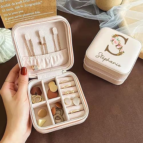 Miniatura 3 de Joyero personalizado Estuche de joyería de viaje personalizado, regalos de dama de honor, mini organizador de joyas, regalos personalizados para
