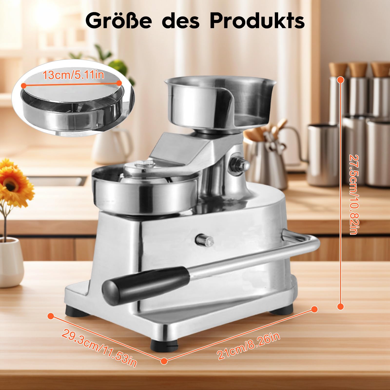 Pressa manuale per hamburger, pressa professionale per hamburger da 13 cm, con separatore antiaderente e piedini in gomma antiscivolo, adatta per uso domestico