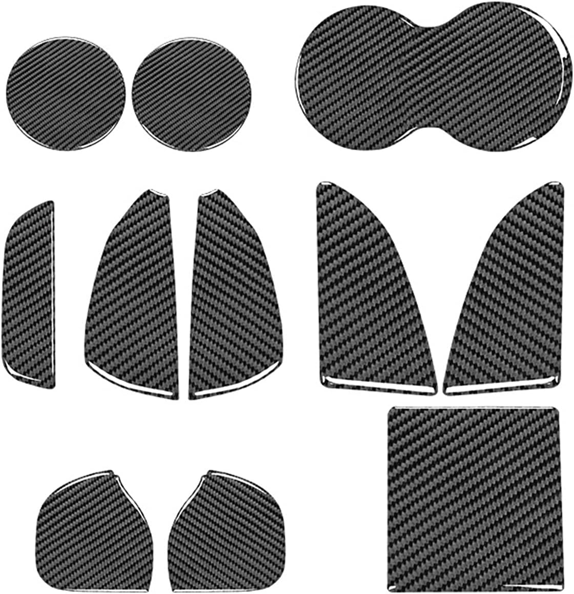 QAQA Carbon Fiber Fit For 2015-2021 Dodge Challenger Cup Holder Insert Center Console Shifter Liner Trim Mats Sticker, 11Pcs
