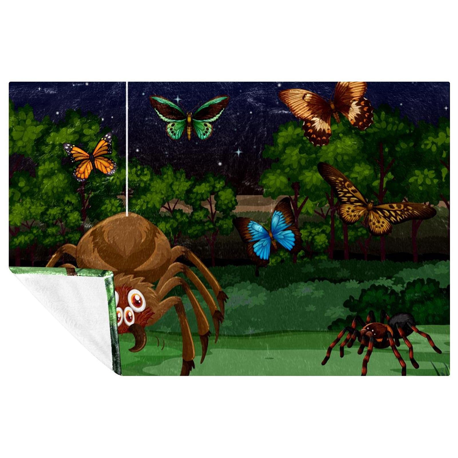 Couverture douce et chaude avec motifs papillons pour lit et pique-nique