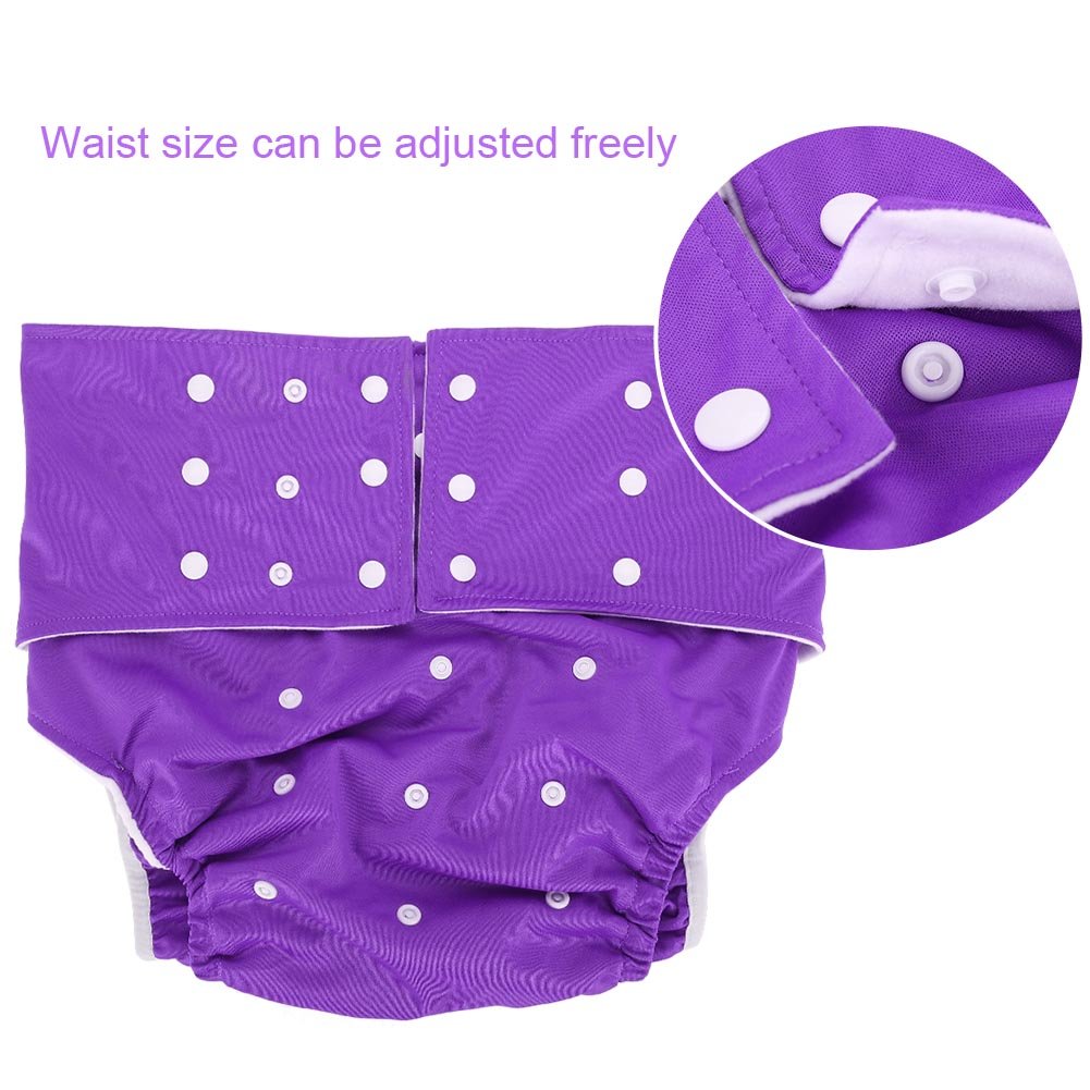 Pañales Adultos reutilizable lavable ajustable grande del pañal y ropa interior protectora de cuidado de incontinencia Adultos pañales de tela Pañal ajustable para personas mayores (Purple)