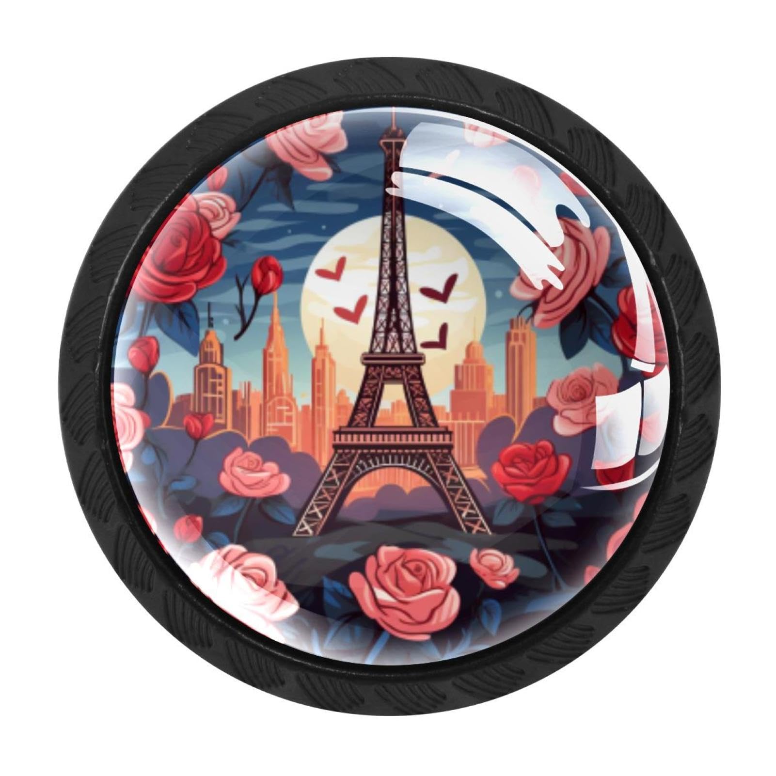 Chenzzzz Multicolored 20 4 Pieces Eiffel Tower Valentine's Day Drawer Knobs, 35Mm Black Cabinet Knobs, Drawer Pulls And Knobs, Dresser Drawer Knobs, Cabinet Hardware Kitchen Cabinet Knobs