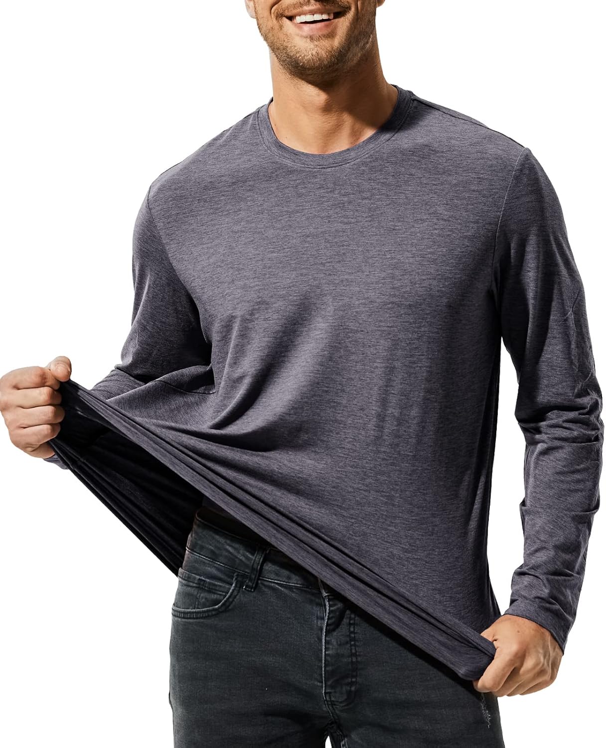 MIER X-Sofort Men's Long Sleeve T-Shirts Lightweight Super Soft Athletic Crew Neck Tees for Running Lounging Casual Workout