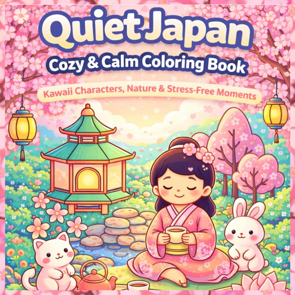 Quiet Japan: Cozy & Calm Coloring Book: Kawaii Characters, Nature & Stress-Free Moments for Relaxation and Mindfulness