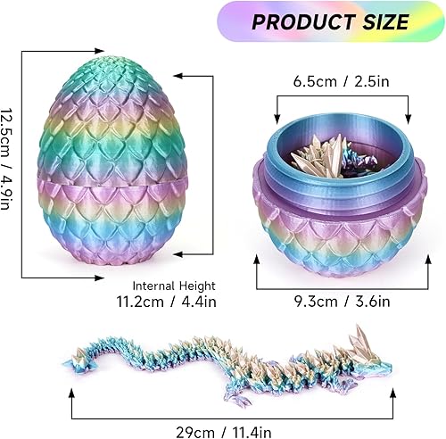 Miniatura 4 de TBOLINE Huevo de dragón impreso en 3D, juguetes para ansiedad de dragón de cristal, dragón articulado completo en huevo, juguetes para adultos para