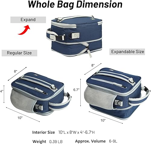 Miniatura 3 de MIER Lonchera expandible con aislamiento térmico para hombres, niños, adolescentes, para el trabajo, escuela, viajes, múltiples bolsillos, lonchera