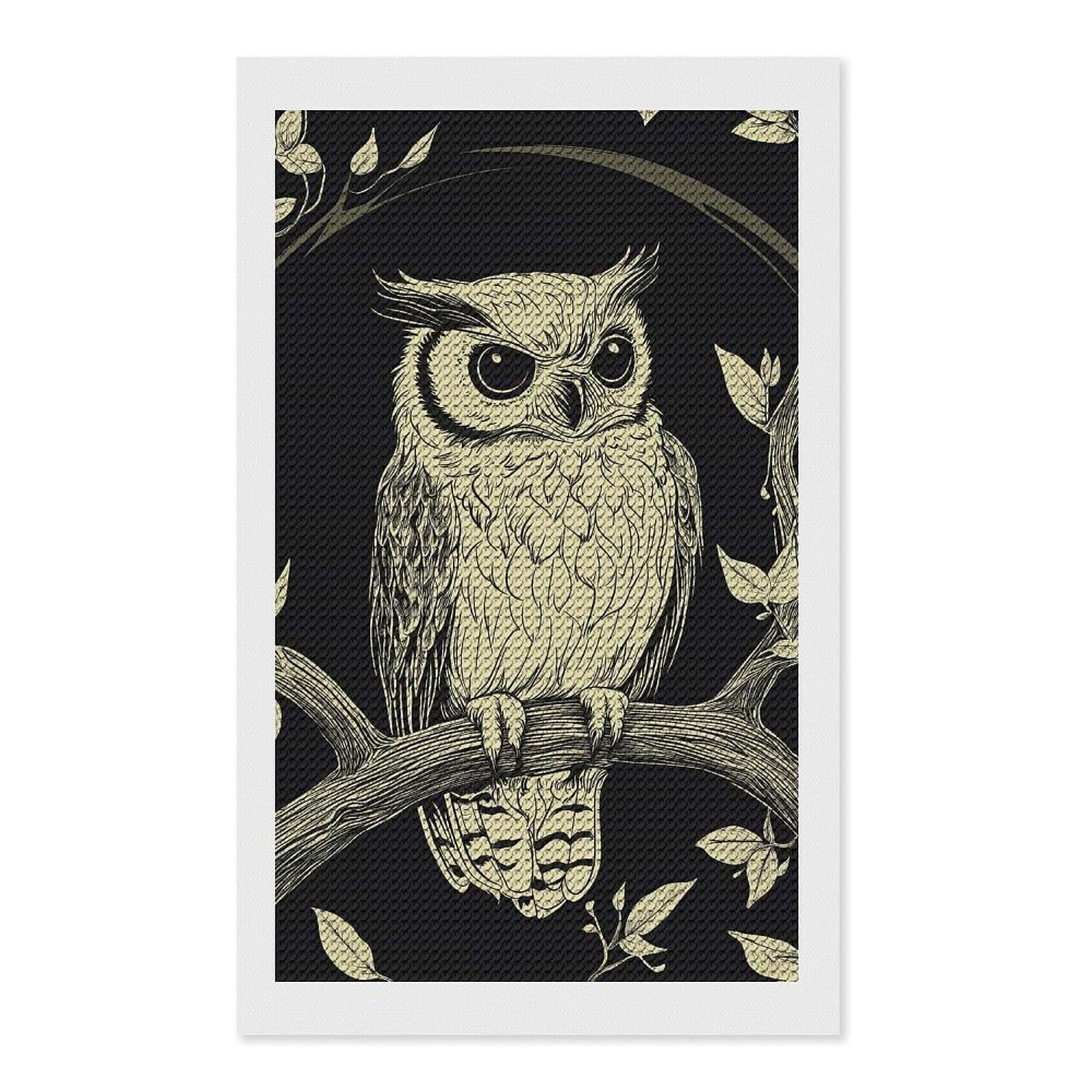 Junmoney Owl in Tree Branch Diamond Painting Set 12"x20", Modern Decor, for Beginners, Printed Canvas, Thoughtful Handmade Gift, with Tool Kit