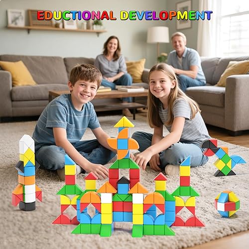 Miniatura 7 de 84 bloques magnéticos, juguetes sensoriales para niños con autismo, cubos magnéticos 3D, juguetes Montessori preescolares STEM para niños pequeños