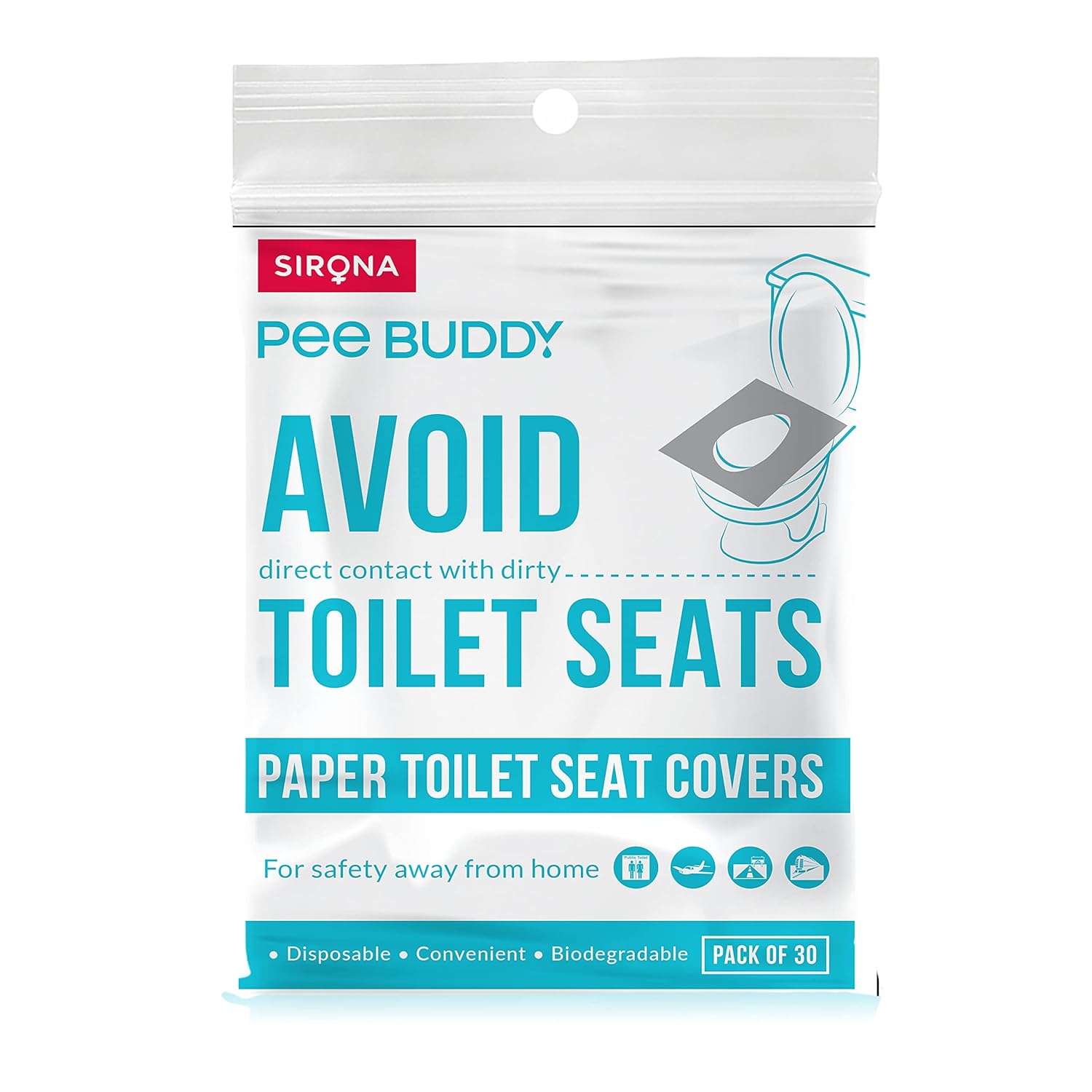 PEE BUDDY Disposable Toilet Seat Covers – 30 Sheets (Pack of 1) | No Direct Contact with Unhygienic Seats| Easy To Dispose| Nature Friendly| Must Have For Women and Men