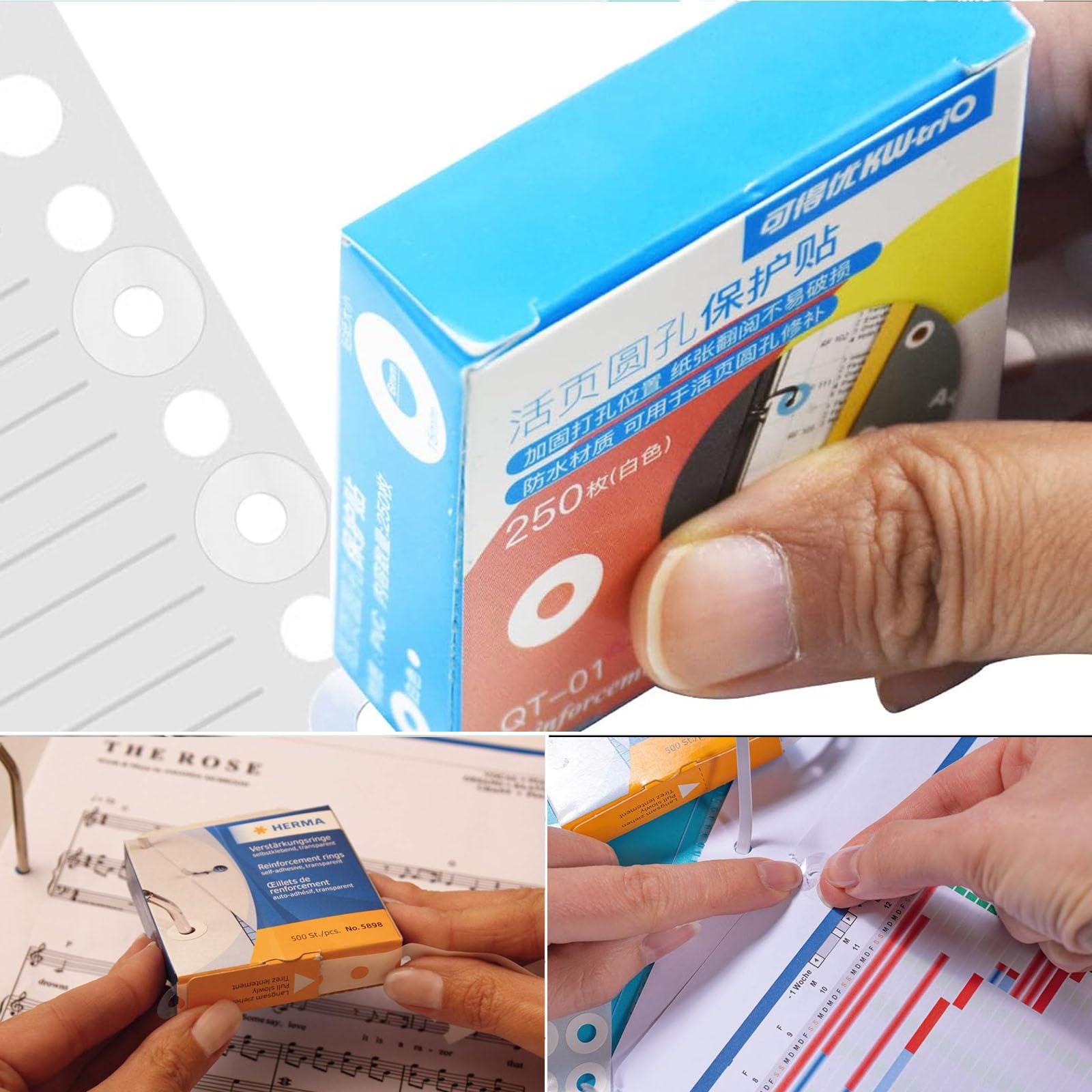 500 Autocollants Renfort Trous Blancs PVC - Étiquettes De Réparation Pour Pages Perforées
