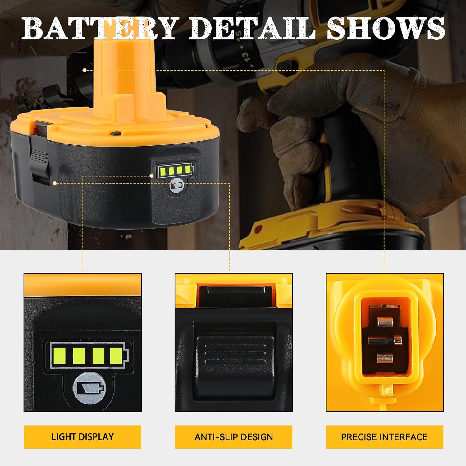 DC9096 18V 6.0Ah Replacement for Dewalt Lithium-Ion Battery Compatible with Dewalt 18V Battery DC9098 DC9099 DW9095 DW9096 DW9098