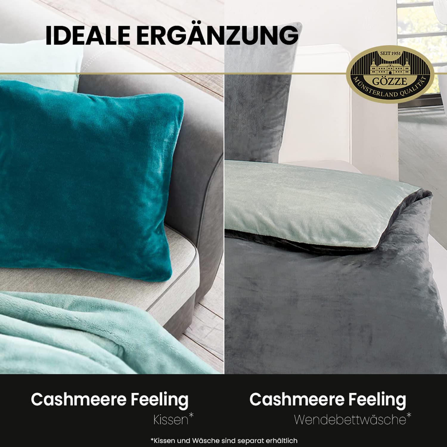 Gözze Premium Cashmere-Feeling Kuscheldecke 500 g/m² 180 x 220 cm Anthrazit