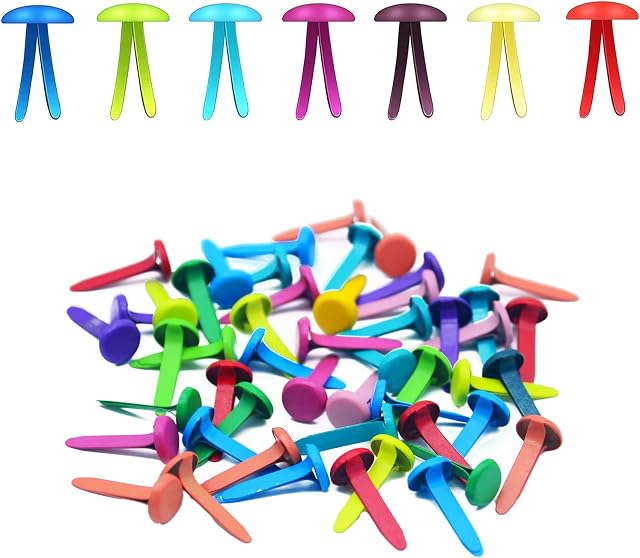 Split Pins, 50 Pcs Multicolor Pastel Metal Split Pin Craft Pins Brad Paper Fasteners Split Pin Mini Brads Round Brads for DIY Crafts Projects Scrapbooking Office