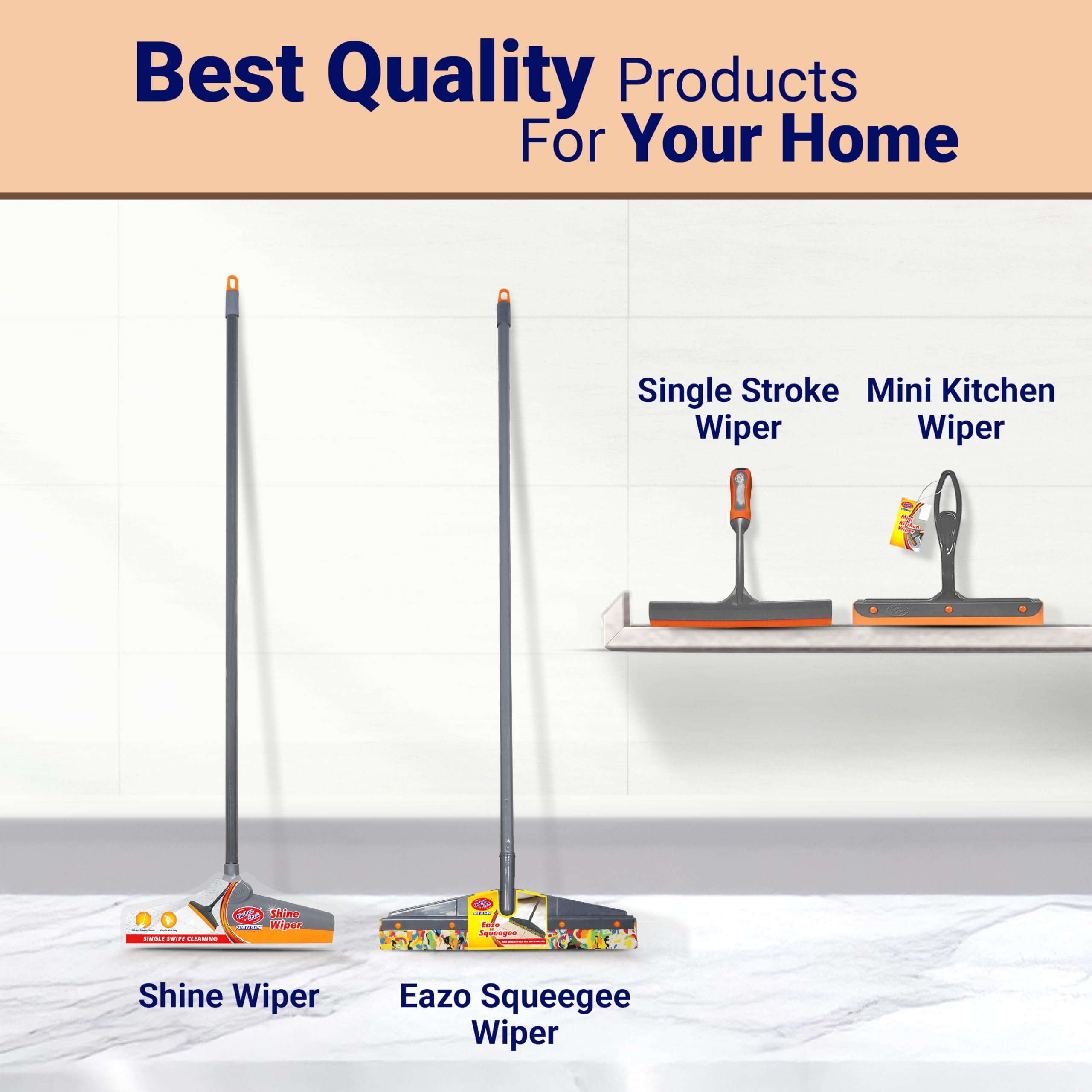 Chakaachak Shine Floor Wiper | Plastic & TPE Blade Wiper for Floor & Bathroom Cleaning | Surface Cleaner for Home | Kitchen | Office | Durable Home Cleaning Gadget | Quick Drying | Easy Grip 2