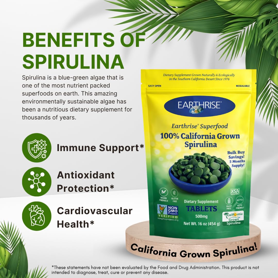 Earthrise Superfood California Spirulina 500mg Tablets, 1 LB — Amazon image 5