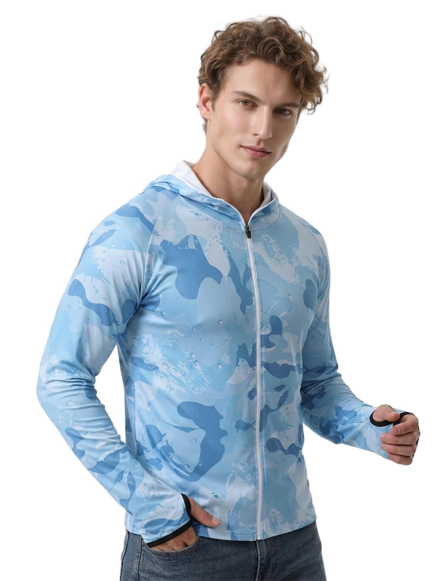 venzina Men's Sun Protection Jacket UPF50+ Stylish Print Hoodie with Cooling & Breathable Fabric, Quick-Dry & Stretchable Design Featuring Thumbholes, Ideal for Fishing, Camping, Gym & Outdoor Blue-picture-28