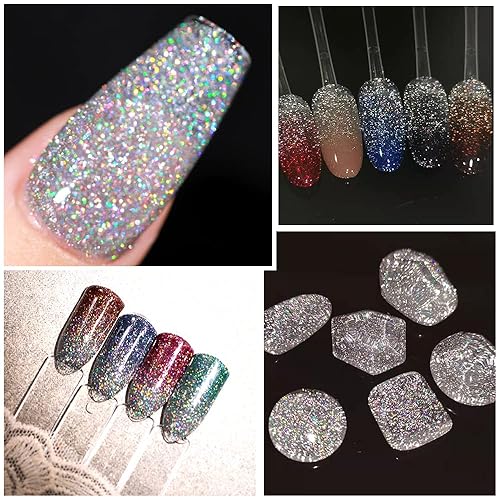 Miniatura 3 de MIZHSE Esmalte de uñas de gel con purpurina rosa, 0.4 onzas líquidas, esmalte de gel brillante con diamante UV LED para remojar para salón de uñas,