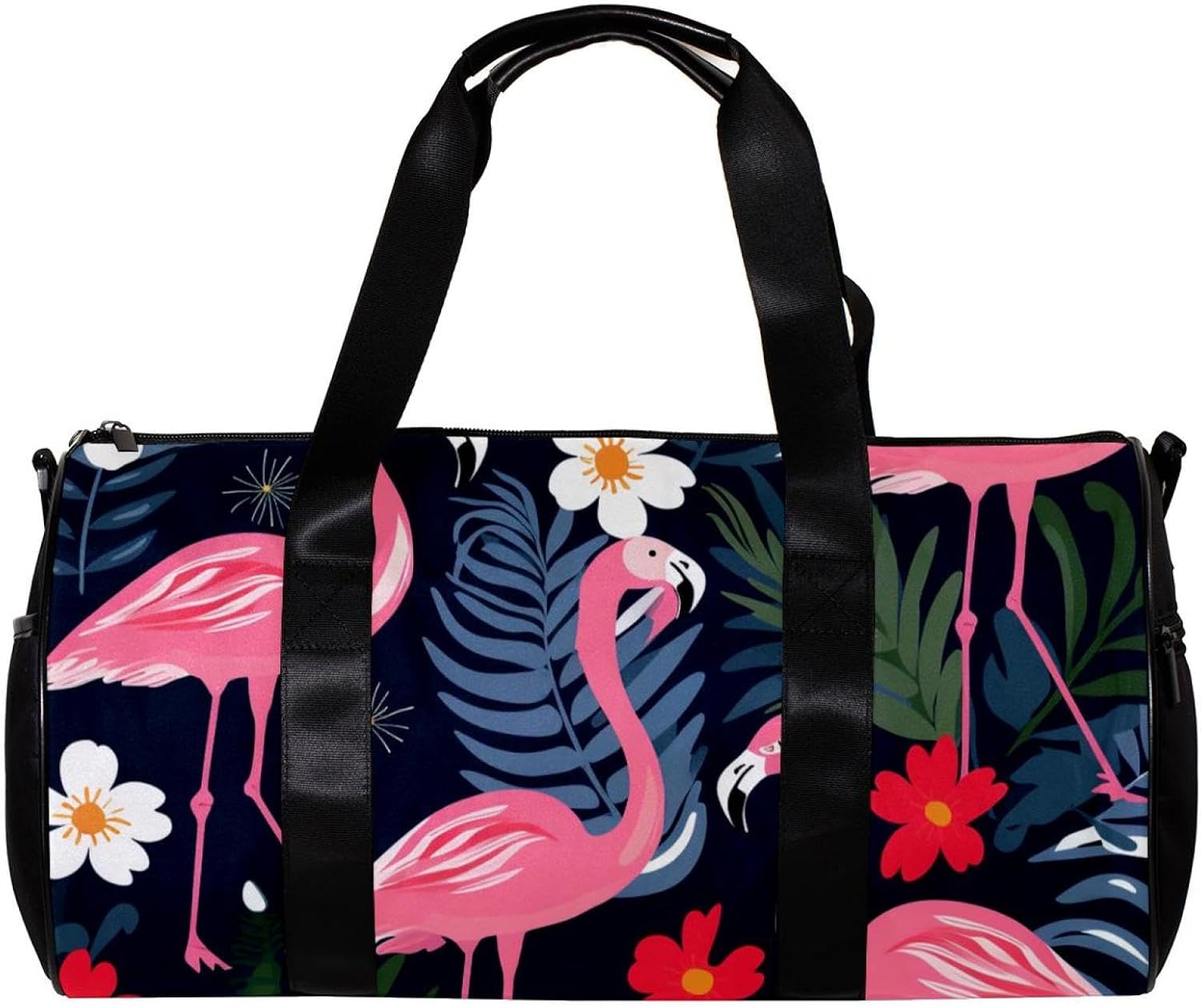 Gym Bags for Men,Travel Duffel Bags for Women,Flamingos Tropical Green Leaves,Workout Bag