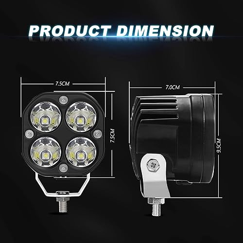 Miniatura 2 de Nicoko Super brillante 40W LED Pods 2PCS Led Off Road Spotlight 4000LM luz de conducción LED luz de trabajo para camiones, IP68 impermeable