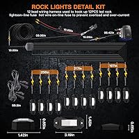 Vista 6 de LEDMIRCY R2 - Kit de luces de roca blanca pura con interruptor Roker, arnés de cable, 12 luces LED de roca blancas para todoterreno, camión, ATV