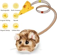 Vista 4 de Migipaws MigiMouse - Juguete interactivo para gatos con giro de 360° con cola meneante para gatos de interior, sensor de movimiento inteligente