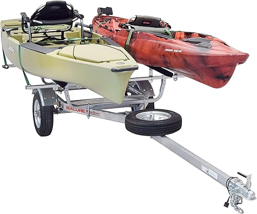 Vista 2 de Malone MPG461B2 MicroSport 2 Remolque de kayak con 2 literas y neumático de repuesto Capacidad de 20 pies/800 libras Totalmente sumergible