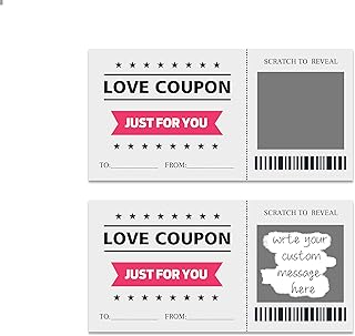 Scratch Valentines Day Card, Love Coupons, Love Note Scratch Off Cards, 20 Pieces Valentine's Day Anniversary Greeting Card, DIY Valentines, Romantic Gifts for Husband, Wife, Lovers, Kids(A01)