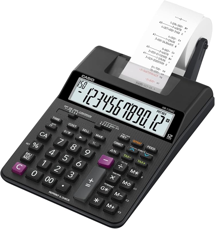 HR-170RC Printing Calculator, Black, 2.6" x 6.5" x 11.6"