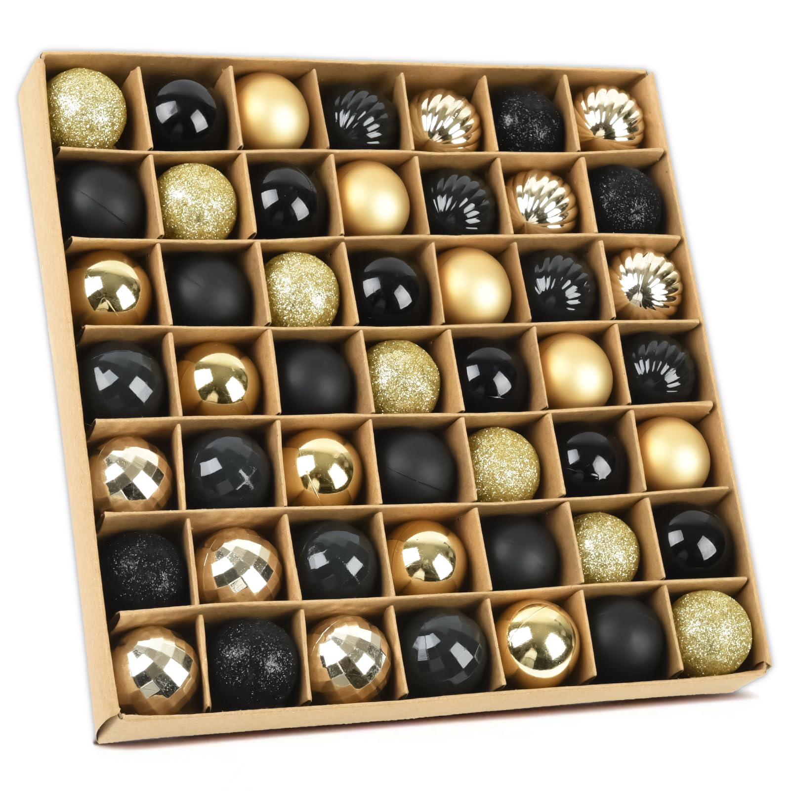 49 Pcs Boules de Noël Noir Or Set