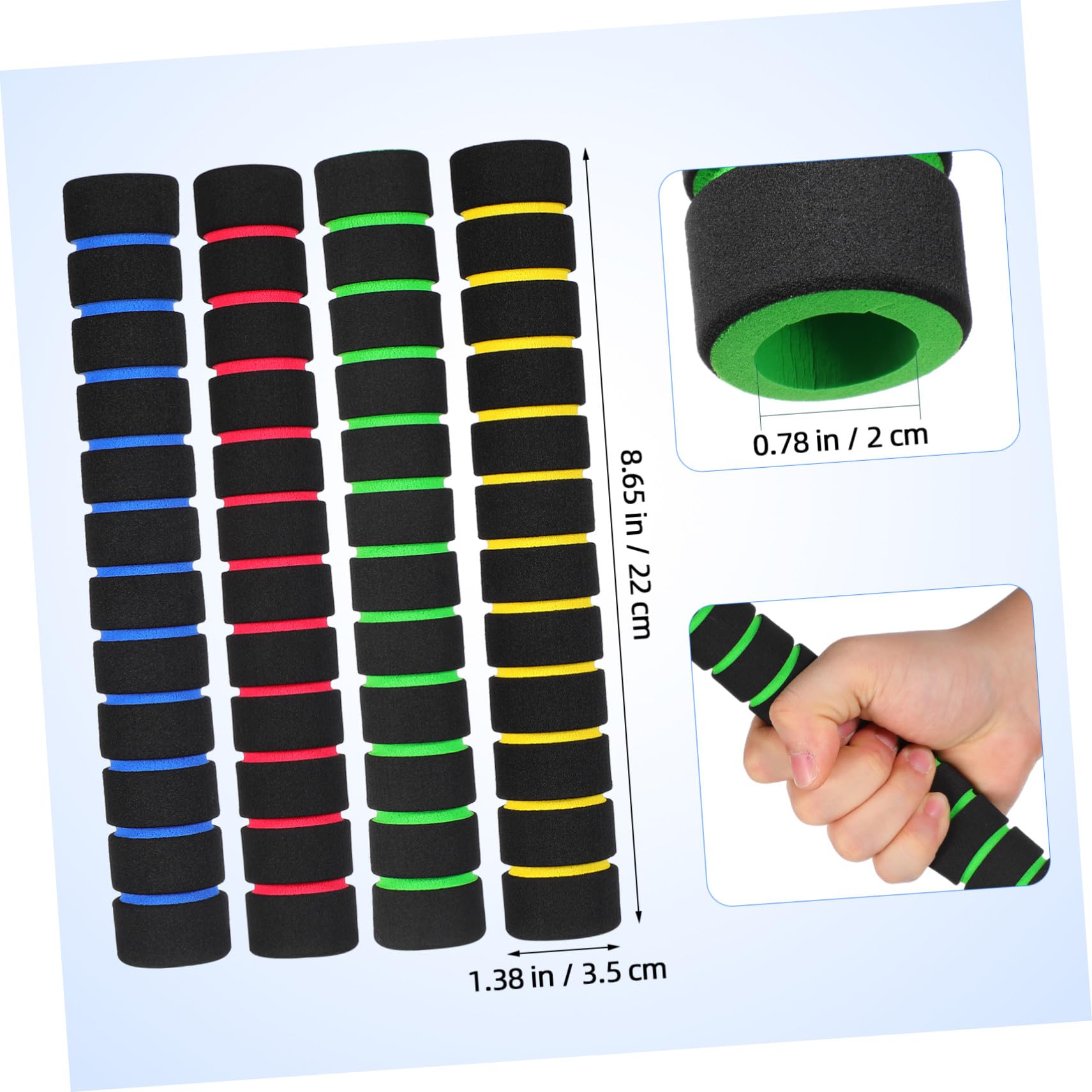 Anneome 4 paia Coprimanico in Spugna Antiscivolo per Pagaia Kayak Manicotti Impugnatura Ergonomici Rosso Blu Verde Giallo Protezione Comfort e Controllo Potenza