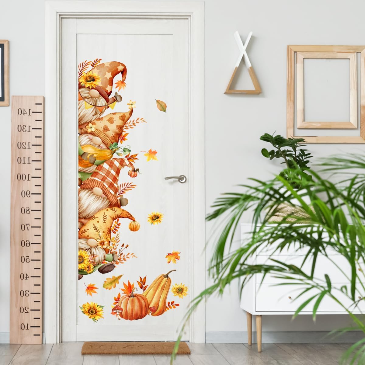 43.3 x 15.74 Inch Large Fall Gnome Door Decal Pumpkin Sunflower Sticker