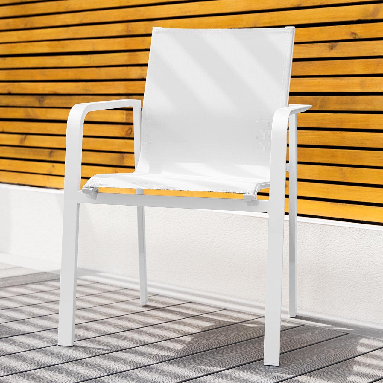 Harrier Luxury Aluminum Chairs | Set of 4 Stylish and Durable Chairs for Outdoor Entertaining (White & Grey)