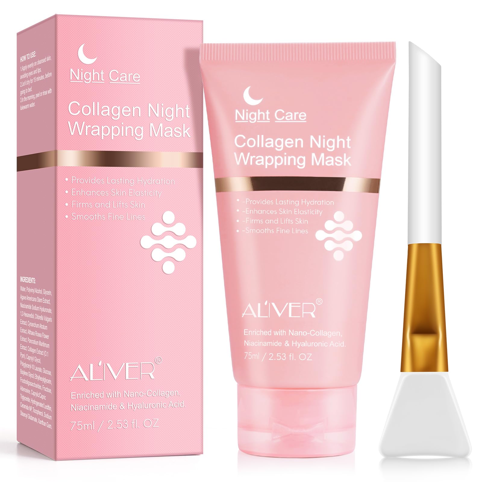 Deep Collagen Anti-Wrinkle Lifting Mask with Hyaluronic Acid & Aloe Vera, Elasticity, Hydrating, Firming and Moisturizing