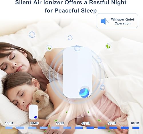 Miniatura 4 de Ionizadores de aire para el hogar, enchufable con 4 cabezales de cepillo de iones negativos, purificador de aire ionizador ultrasilencioso para el