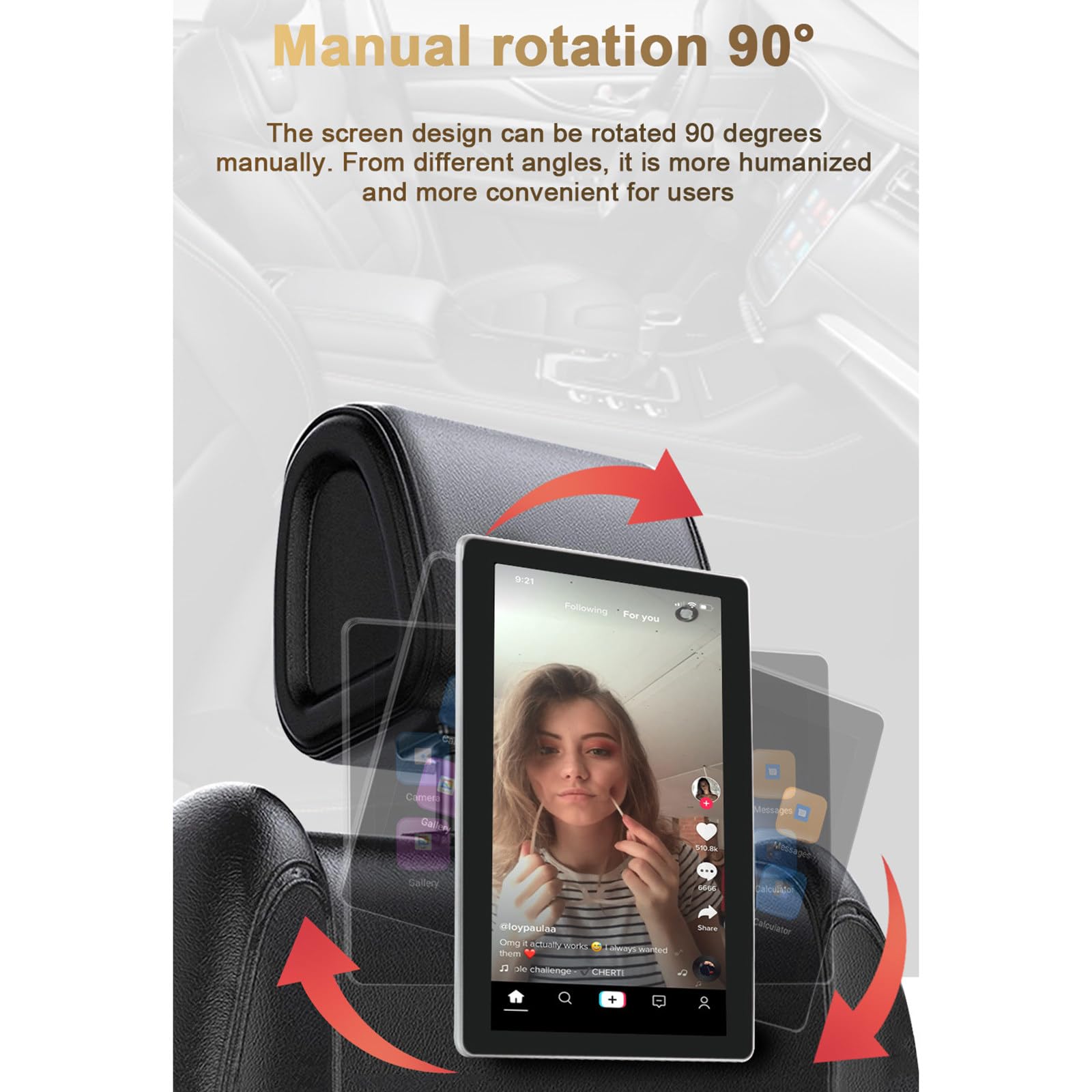 FAXIOAWA Lettore del Sistema di intrattenimento Posteriore per Auto con Display Esterno per poggiatesta per Auto da 10,1 Pollici con Fotocamera Frontale,10.1-inches-2pcs
