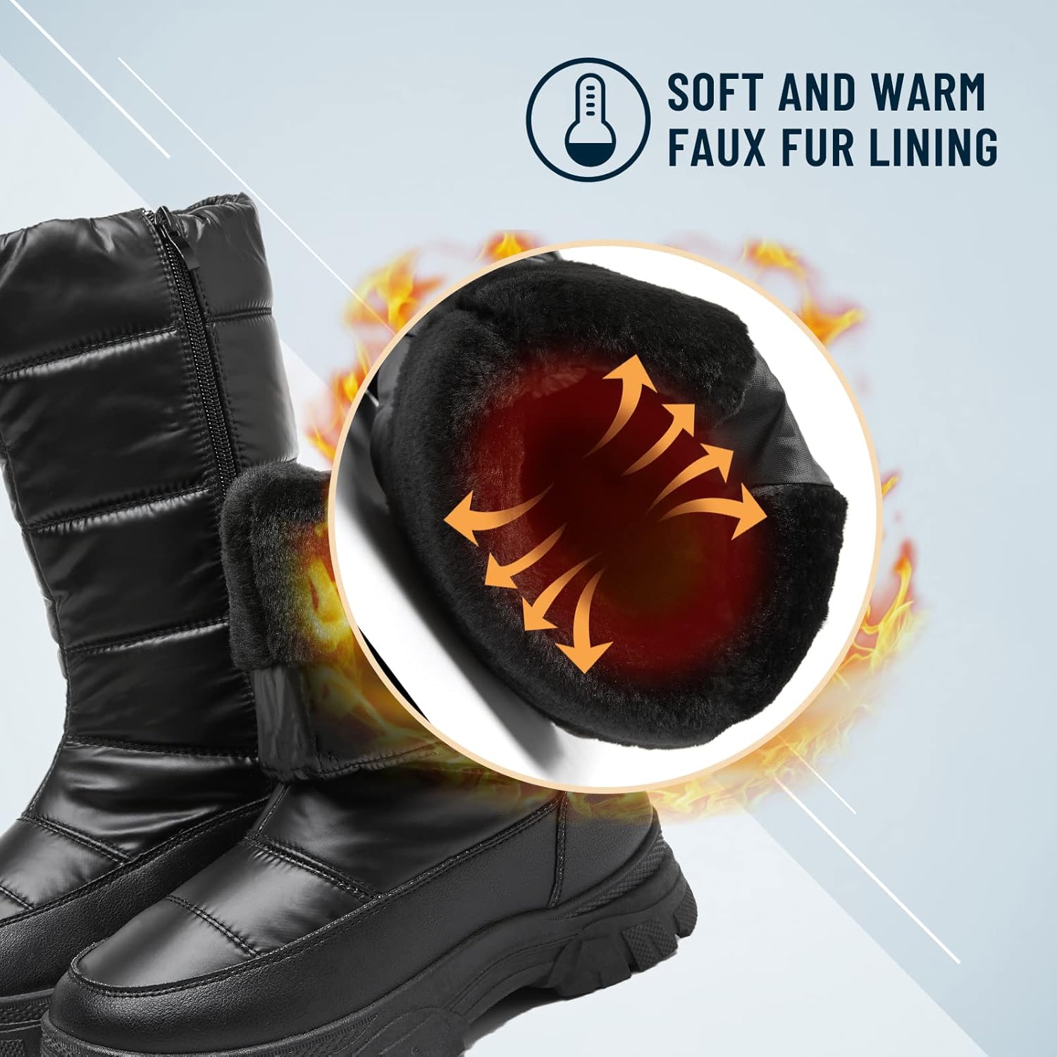 FINIWOR Womens Snow Boots Mid Calf Winter Boots for Women Warm Faux Fur Lined Side Zipper Non-Slip Boots - Image 4