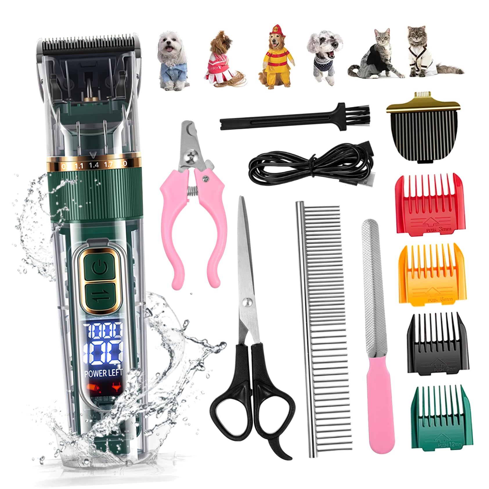 Kit Tosatrice per Animali Domestici Ricaricabile 1200mah a Basso Rumore