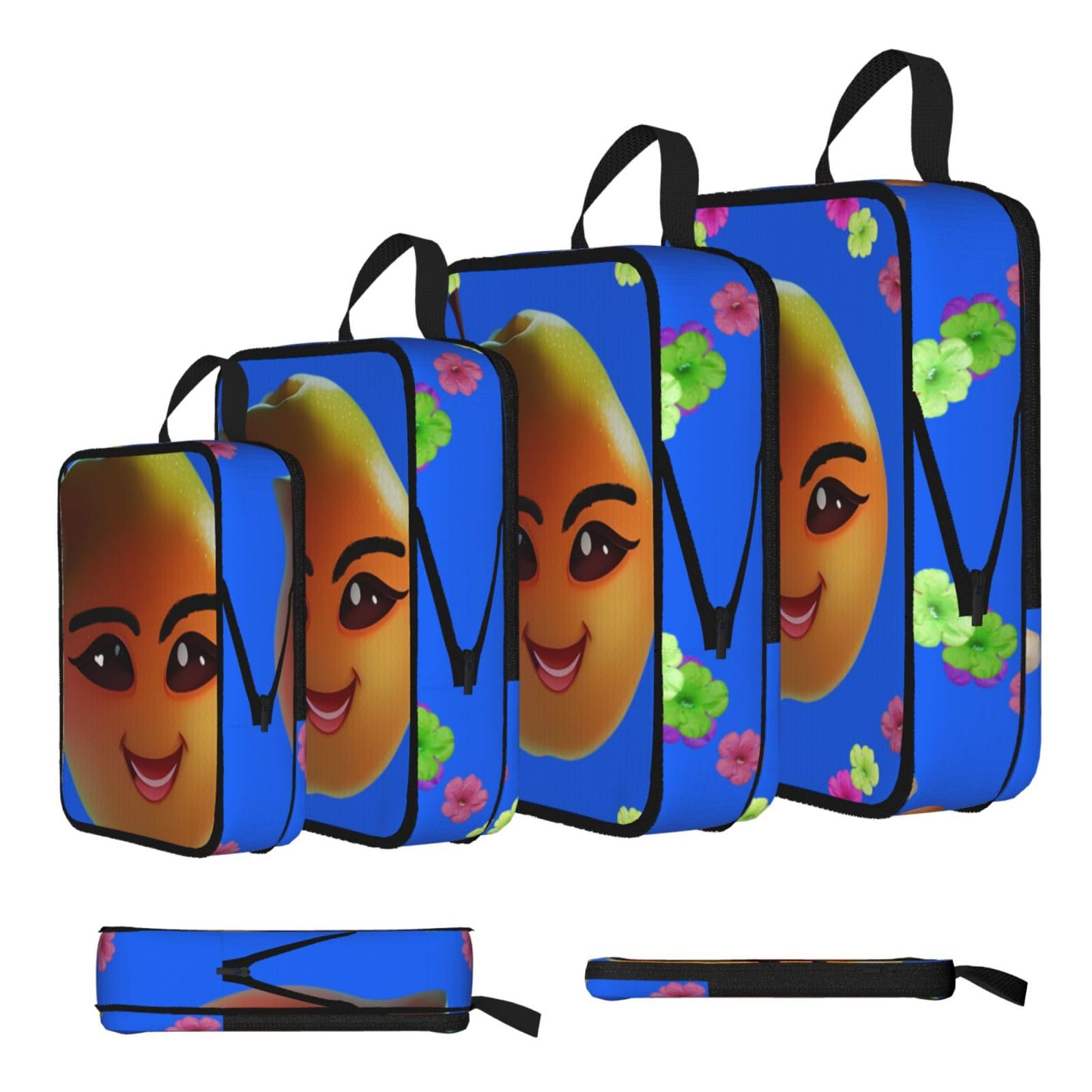 Smiley Yellow Pear Compression Packing Cubes 4 Piece Set