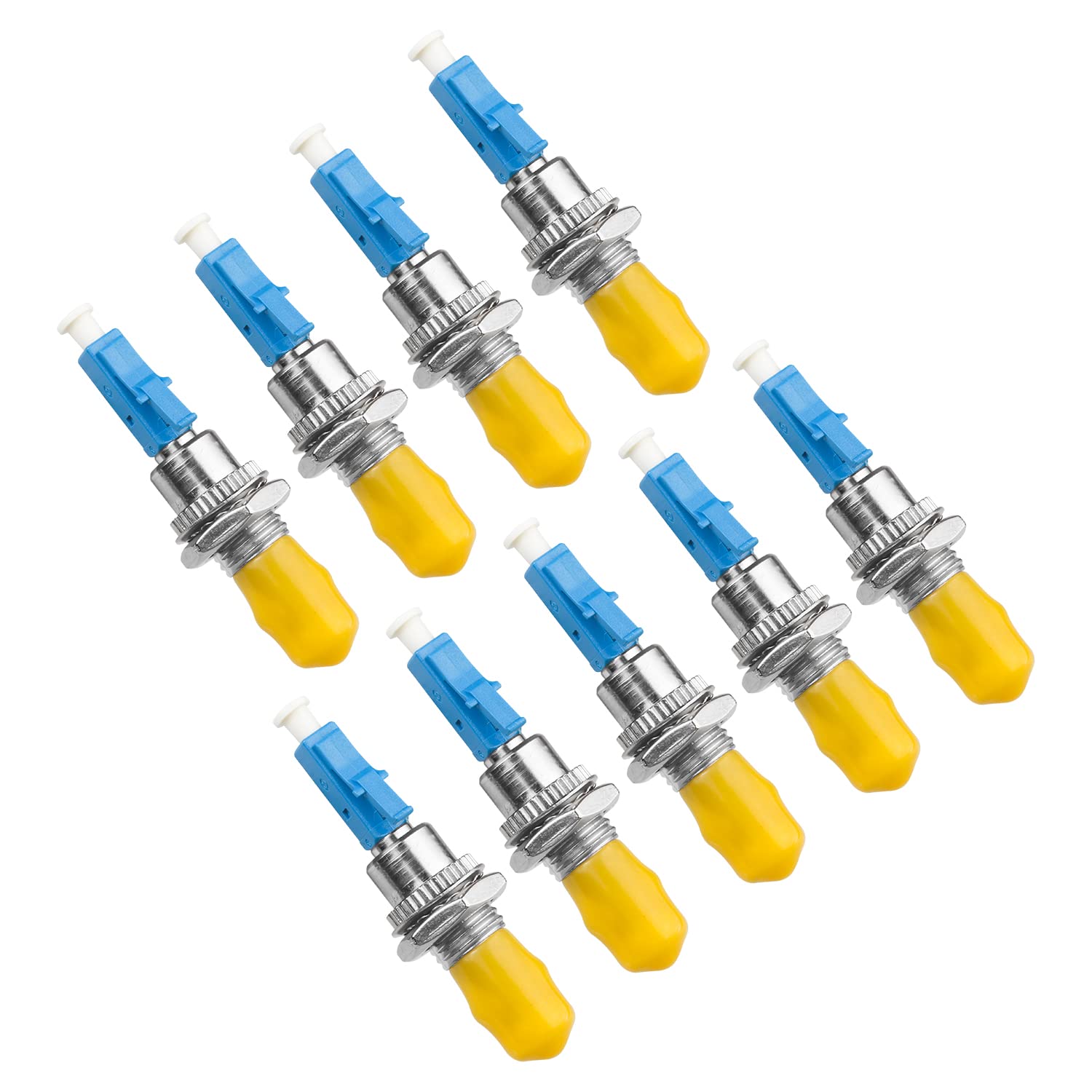 9 Pack Singlemode LC/UPC Male to ST/UPC Female Fiber Optic Adapter Connector Hybrid Optical Adapter/Coupler, Flange-Type Adapter