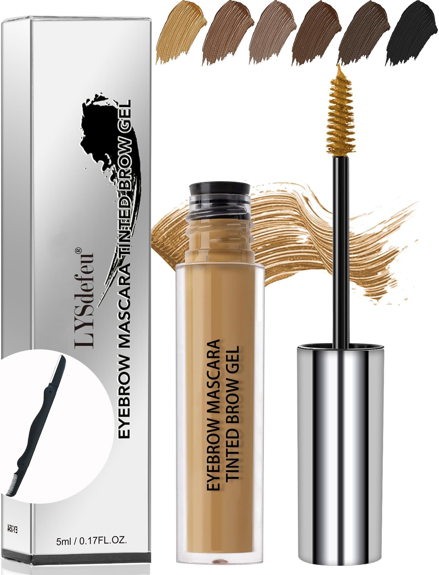 Waterproof Tinted Brow Gel-Long Lasting Smudgeproof Liquid Eyebrow Makeup,Eyebrow Mascara Tinted Brow Glue,Eye Brow Filler,Volumizing Enhance Brow Mascara,With Brow Razor Brush,Gift for Women-Blonde