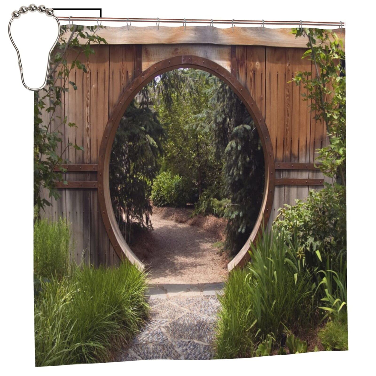 Japanese Decor Garden Shower Curtain W 72"" x L (1 Panels), Green-a