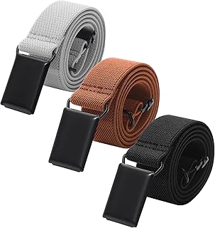 Boy Kids Silver Buckle Belt - Adjustable Elastic Belts for Toddler, 3 Pieces