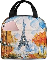 Vista 25 de Fiokroo Lonchera aislada con estampado a cuadros blancos y negros y negros, bolsa de almuerzo reutilizable para escuela, trabajo, universidad