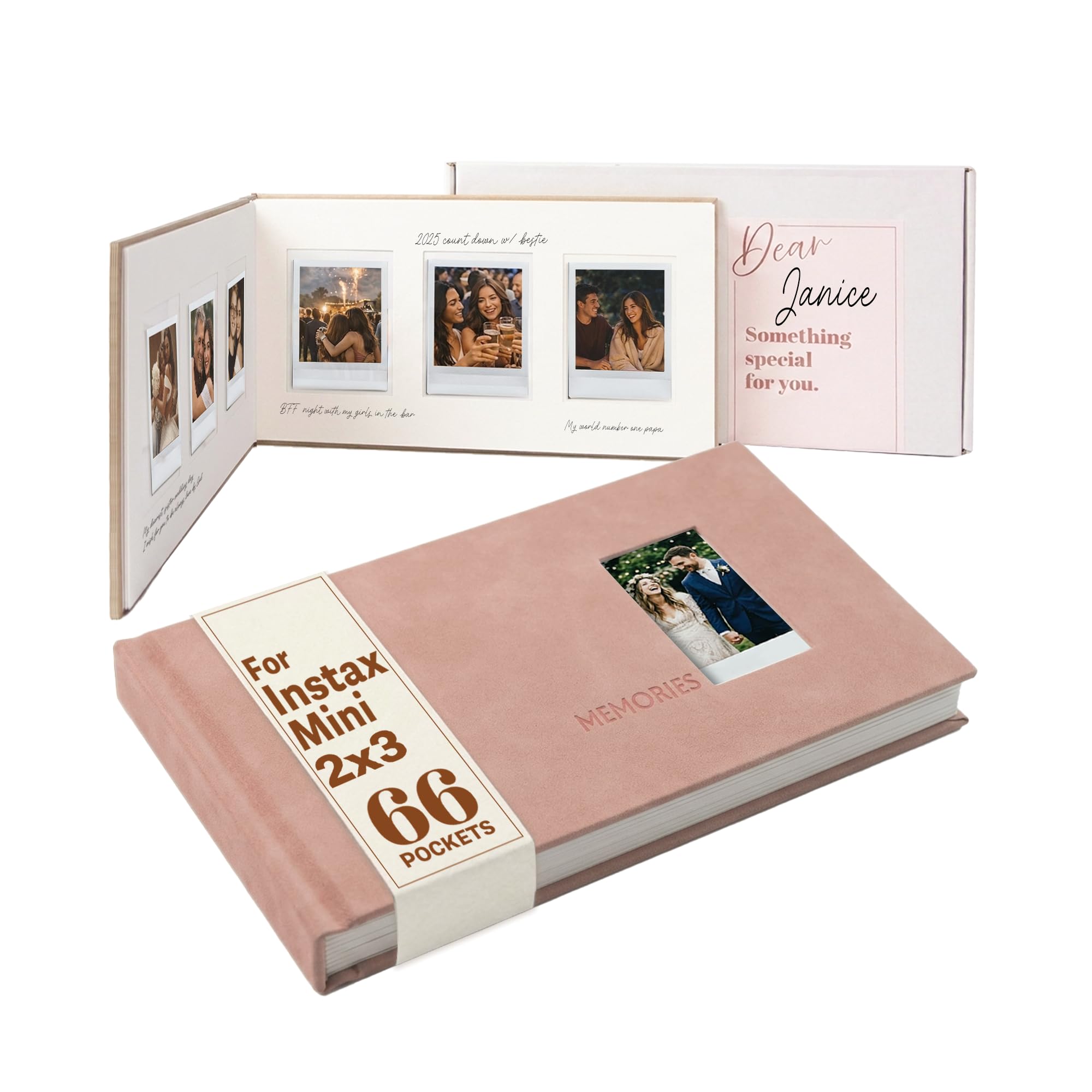 Tapeera 66 Pockets Instant Photo Album with Writing Space for 2x3 Pictures - Compatible with Instax Mini Film, Hardcover Polaroid Photo Album, Guest Book for Wedding, Memory Scrapbook (Pink) โ image 1