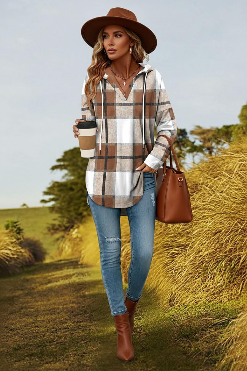 Angerella Womens Fashion Hoodies Pullover Oversized Sweatshirt Long SLeeve Drawstring Hooded Fall Shirts Loose Fit - Image 3